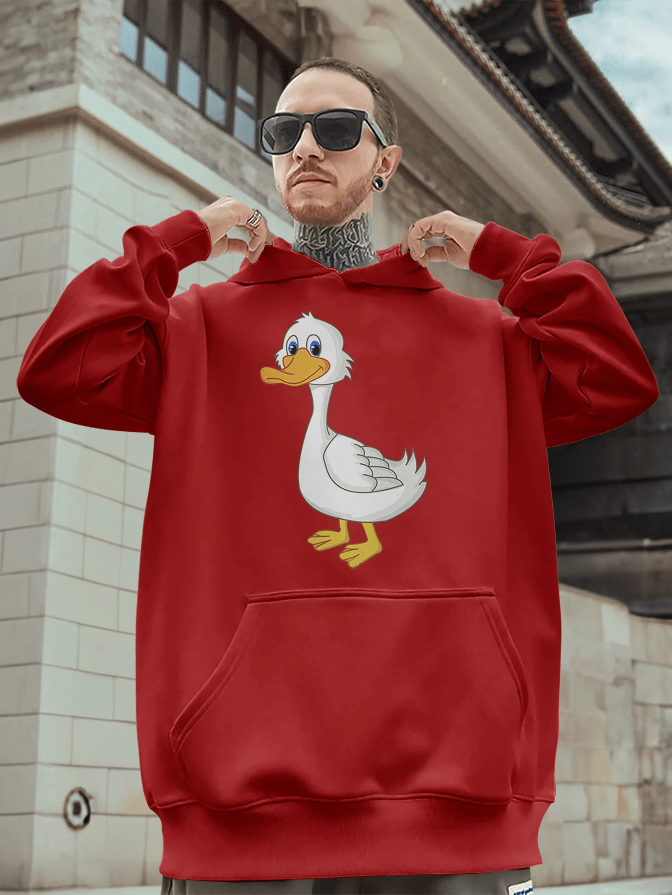 Men Sweatshirts - 紅色 - 查看 1