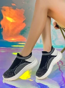 Summer Lightweight & Breathable Popcorn Knit Mesh Slip-on Sock Shoes With Soft Sole For Men And Women, Casual Sports Shoes