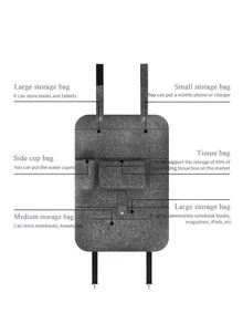 1 Pieza Bolsa De Almacenamiento Para Auto De Fieltro, Organizador Colgante Para Respaldo De Asiento, Bolsa De Almacenamiento De Accesorios Para Automóvil Con Diseño Anticolisión Para El Asiento Trasero