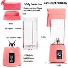 Licuadora Portátil USB Recargable Mini Eléctrico Viaje Jugo de Batidora para Fruta Verdura - Rosa - Ver 5