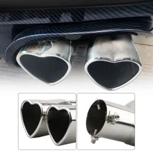 Universal Car Modified Exhaust Muffler With Heart Shaped Tailpipe - Silver - View 3