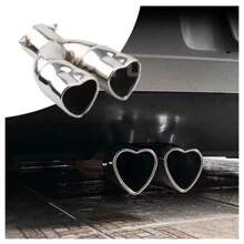 Universal Car Modified Exhaust Muffler With Heart Shaped Tailpipe - Silver - View 1