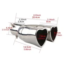 Universal Car Modified Exhaust Muffler With Heart Shaped Tailpipe - Silver - View 2