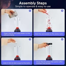 Volcano Lava Lamp,Battery Powered Night Light with Volcano Eruption Effect,Desk Lamp for Room Office Desktop Decoration,Mood Lamp for Adults and Kids,Novelty Gifts for Boys and Girls - 黑色 - 查看 5