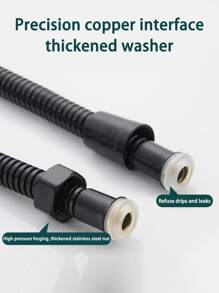 1pc 2m/1.5m Stainless Steel Black Reinforced Shower Hose, 304 Shower Pipe, Shower Head Connector For Water Heater Outlet, Bathroom Accessory Set - View 6