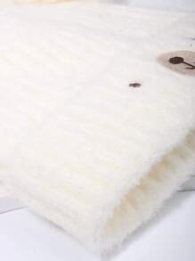 1入組兒童冬季暖和針織可愛熊帽,白色無邊寶寶帽 - 白色 - 查看 4