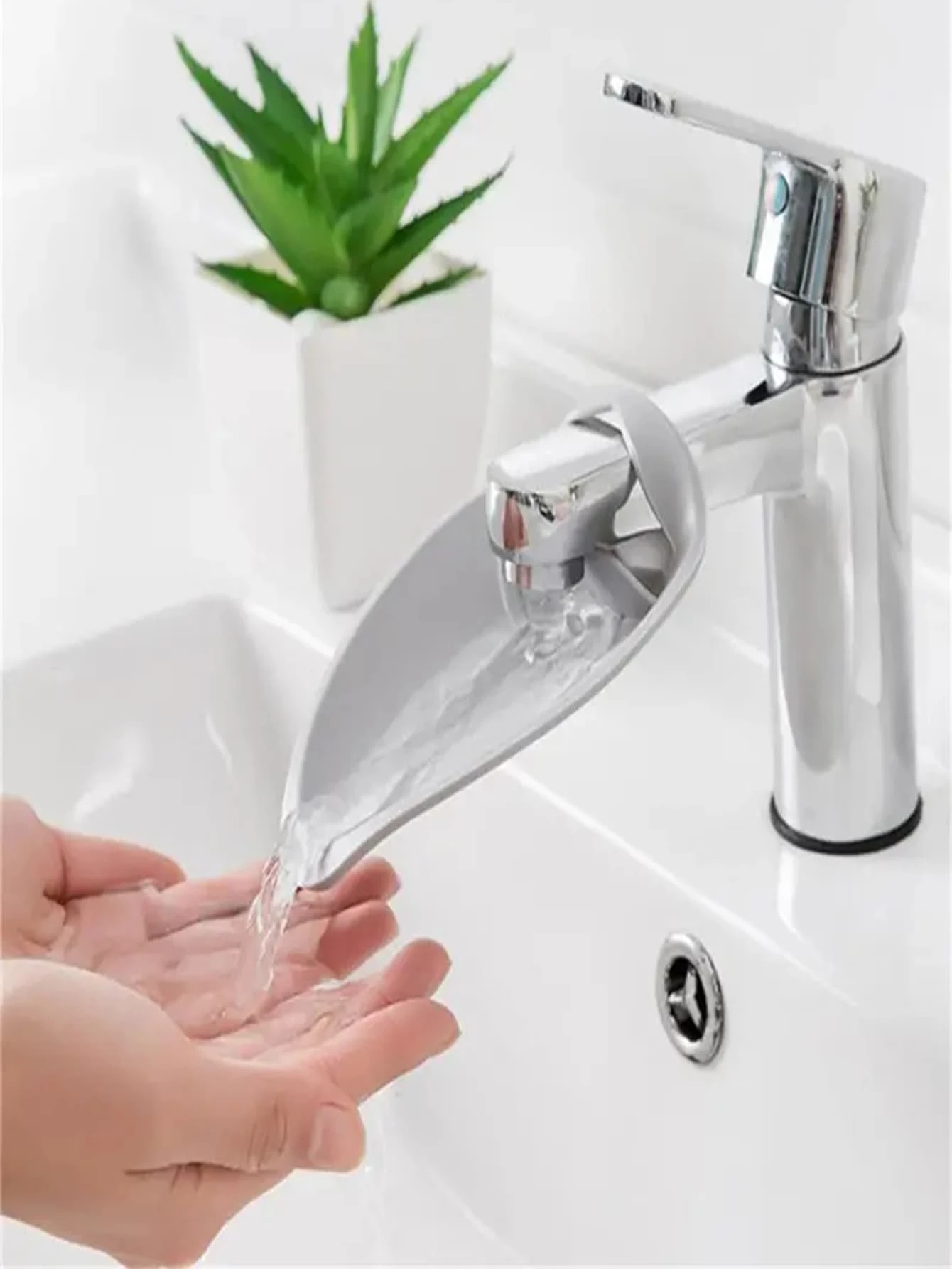 Extensor de grifo para lavado de manos, deflector de agua con tubo ajustable para cocina y baño, evita salpicaduras, decoración del hogar y del baño, decoración de otoño, de vuelta a la escuela - Gris - Ver 1