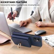 Tương thích với bao đựng ví iPhone 11 có ngăn đựng thẻ, bao da 4 ngăn đựng thẻ, chân đế giữ vòng xoay 360°, khóa RFID đôi kẹp từ tính bảo vệ bền 6,1 inch (Xanh lam) - Màu xanh lam - Xem 5