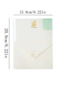 1 set fresco con simple Sobre con Papel carta Set incluido 4 de Papel carta con 2 Sobres , simple con romántico estilo con único textura - Multicolor - Ver 8