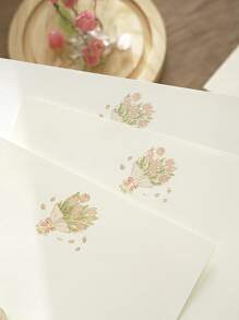 1 set fresco con simple Sobre con Papel carta Set incluido 4 de Papel carta con 2 Sobres , simple con romántico estilo con único textura - Multicolor - Ver 4