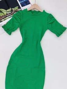 Women Sweater Dresses - 綠色 - 查看 2