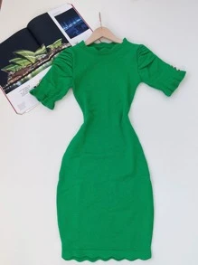 Women Sweater Dresses - 綠色 - 查看 1