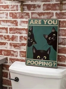 1張有趣金屬錫牌復古黑貓牆藝裝飾海報,適用於客廳、浴室、廚房等等,尺寸為20.32*30.48厘米 - 彩色 - 查看 5