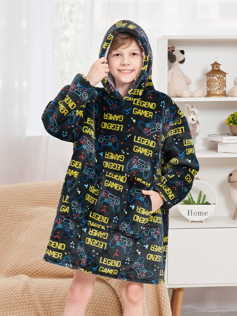 Tween Boys' Colorful Game Machine Themed Warm Home Wear - Multicolor - View 1