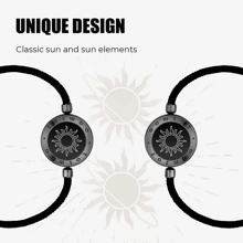 Totwoo Long Distance Touch Bracelets For Couples, Light Up & Vibration, Relationship Gifts For Girlfriend Bluetooth Pairing Jewelry - Black - View 3