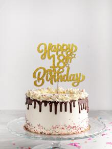1 pieza dorado color feliz 18 cumpleaños Decoración de pastel para de fiesta de cumpleaños Decoración - Dorado - Ver 2