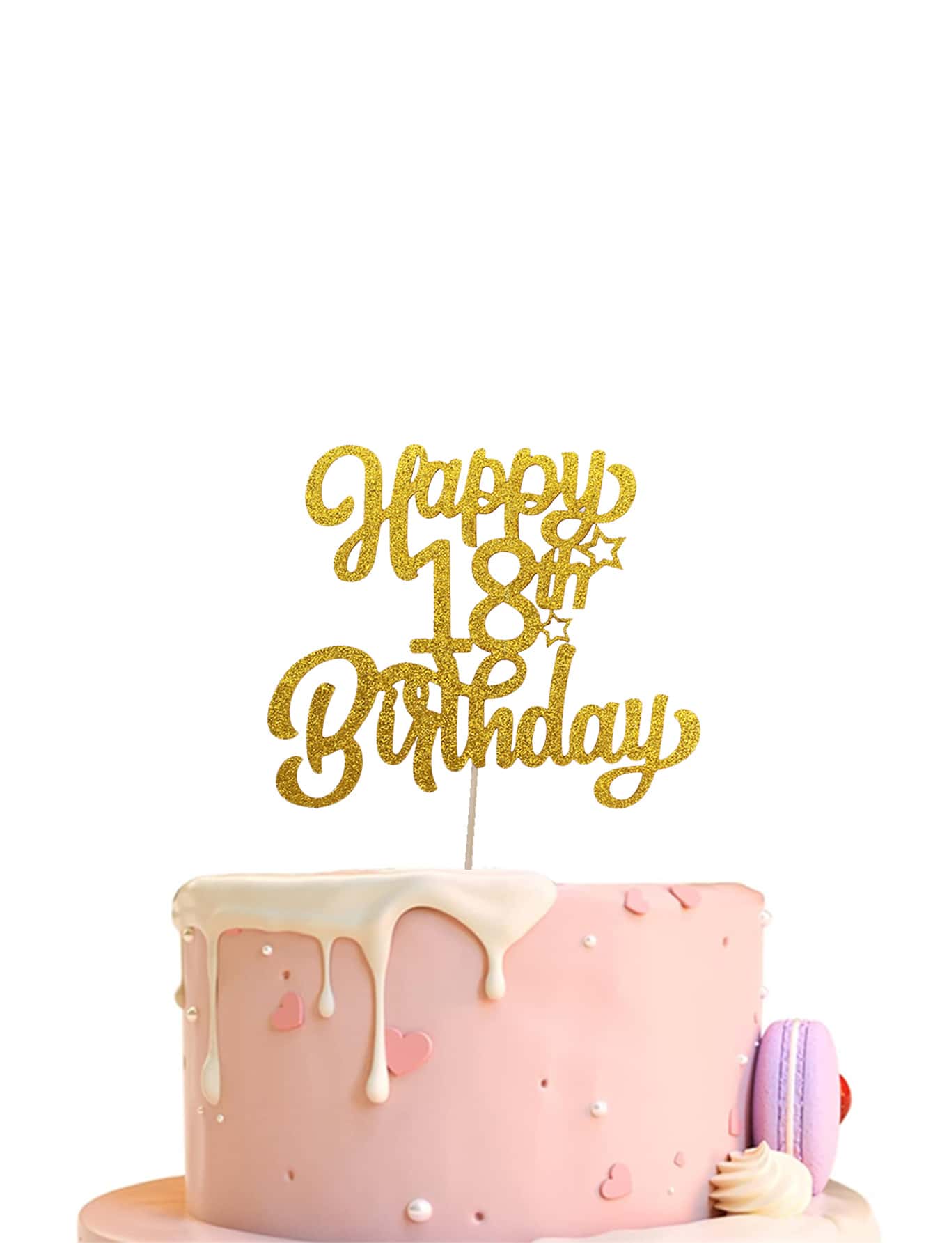 1 pieza dorado color feliz 18 cumpleaños Decoración de pastel para de fiesta de cumpleaños Decoración - Dorado - Ver 1