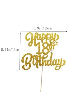 1 pieza dorado color feliz 18 cumpleaños Decoración de pastel para de fiesta de cumpleaños Decoración - Dorado - Ver 4