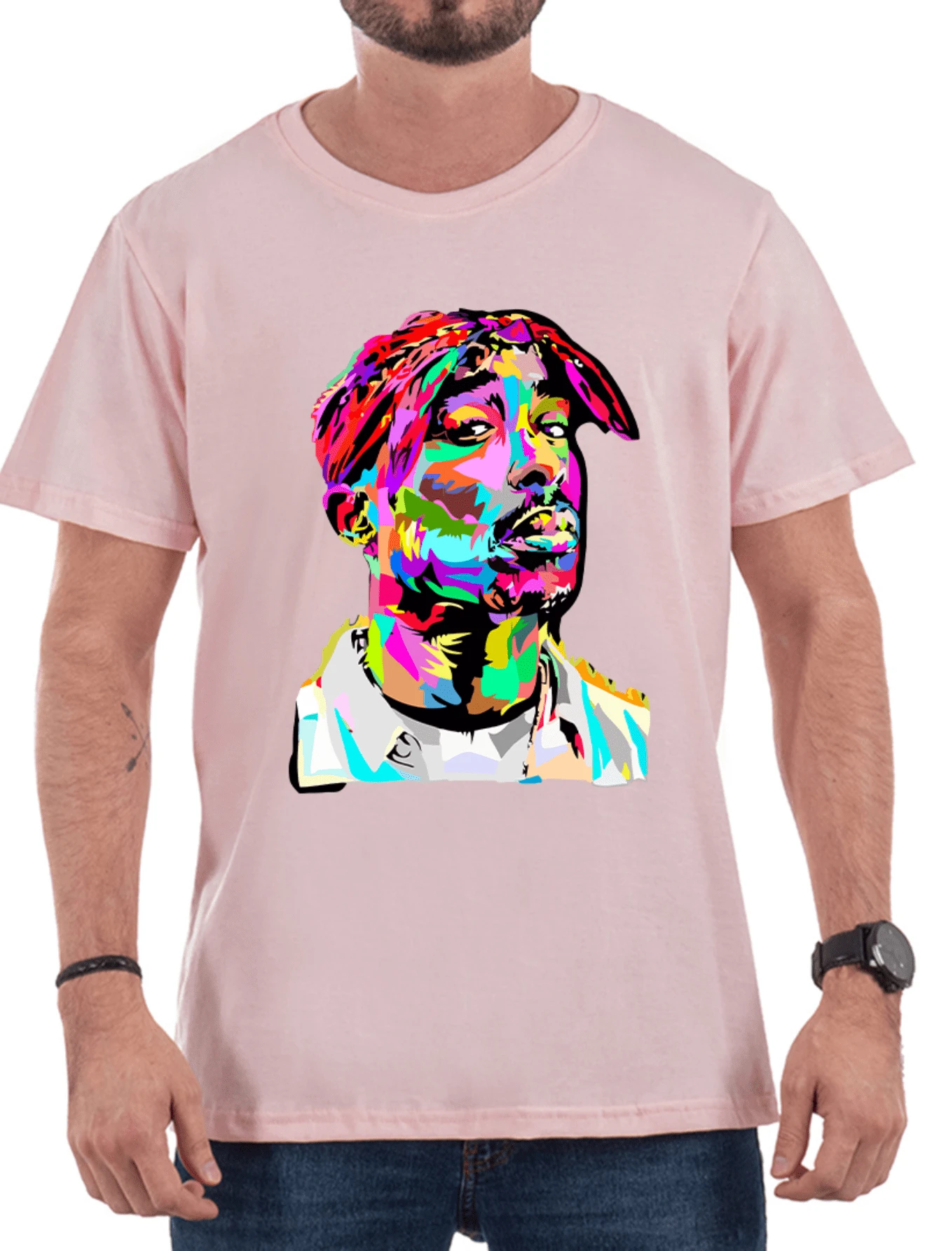 Men T-Shirts - 淺粉色 - 查看 1