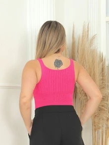 Women Knit Tops - 玫紅色 - 查看 2