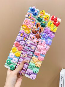 60 Piezas De Dulces Lazos De Pelo De Dibujos Animados Para Niñas - Multicolor - Ver 4