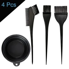 4 件/套 Diy 染髮工具套件,包括染梳、混合碗、染髮刷和染髮帽 - 黑色 - 查看 1