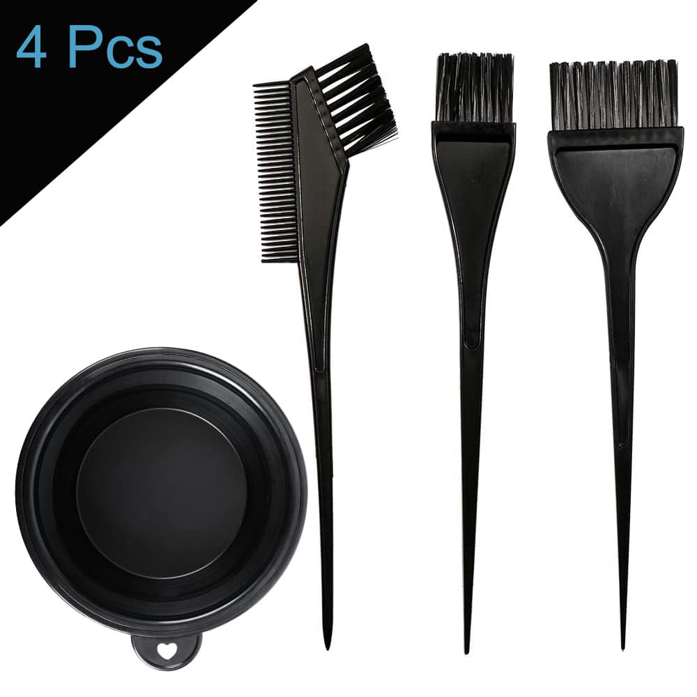 4 件/套 Diy 染髮工具套件,包括染梳、混合碗、染髮刷和染髮帽 - 黑色 - 查看 1