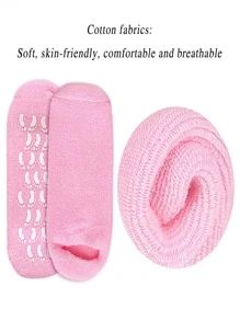 1 par de calcetines de spa con aceites esenciales, hidratantes y reparadores de talones agrietados, herramienta de belleza para el cuidado de los pies para exteriores, deportes, viajes, hogar, oficina, escuela - Rosa - Ver 3
