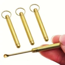 1pc Metal Ear Wax Remover With Keychain, Gold - Gold - View 4