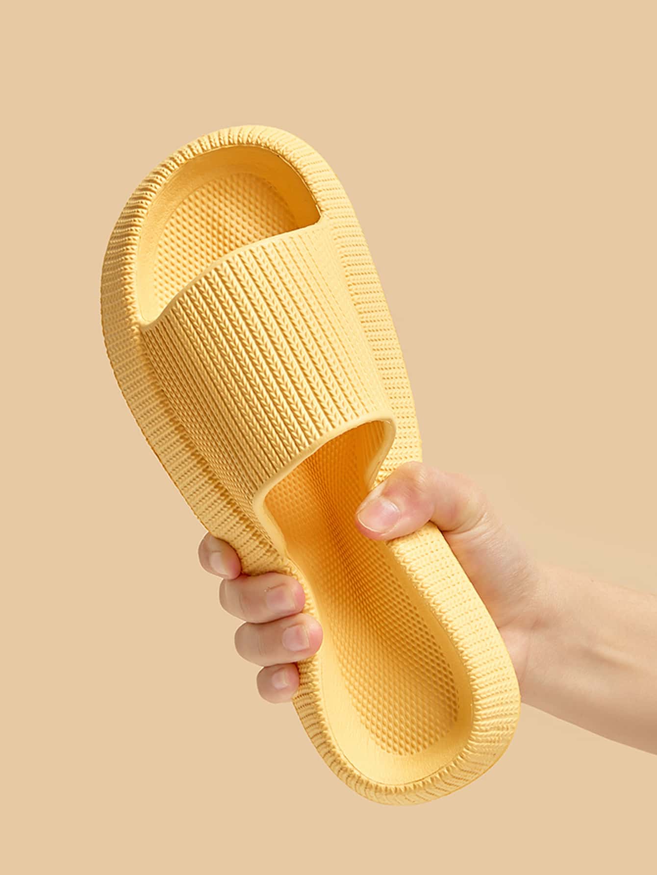 Unisex Yellow Home Slippers, Thick & Soft Eva Bottom - Yellow - View 1