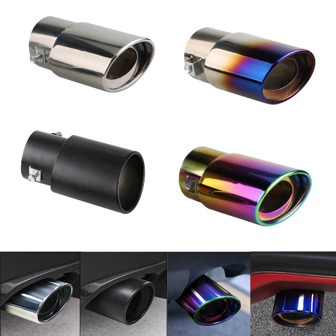 1pc 2.5 Inch Silver Single Straight Outlet Stainless Steel Exhaust Pipe Tail Muffler Tip