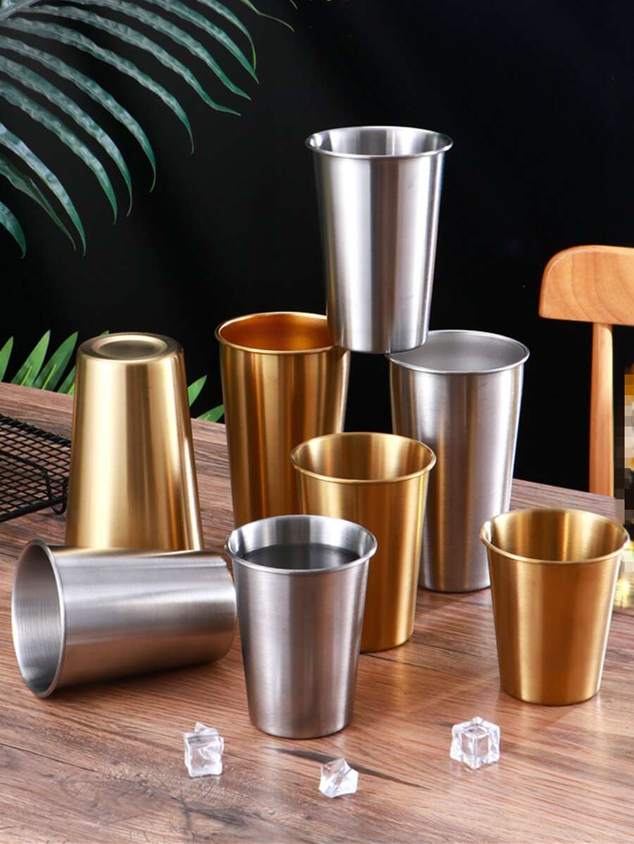 A Single Walled Stainless Steel Cup With Two Color Options And Six Different Capacity Choices, Suitable For Home, Restaurant, Cafe And Other Places, Can Be Used As Coffee Cup, Milk Tea Cup, Cold Drink Cup, Water Cup Etc.