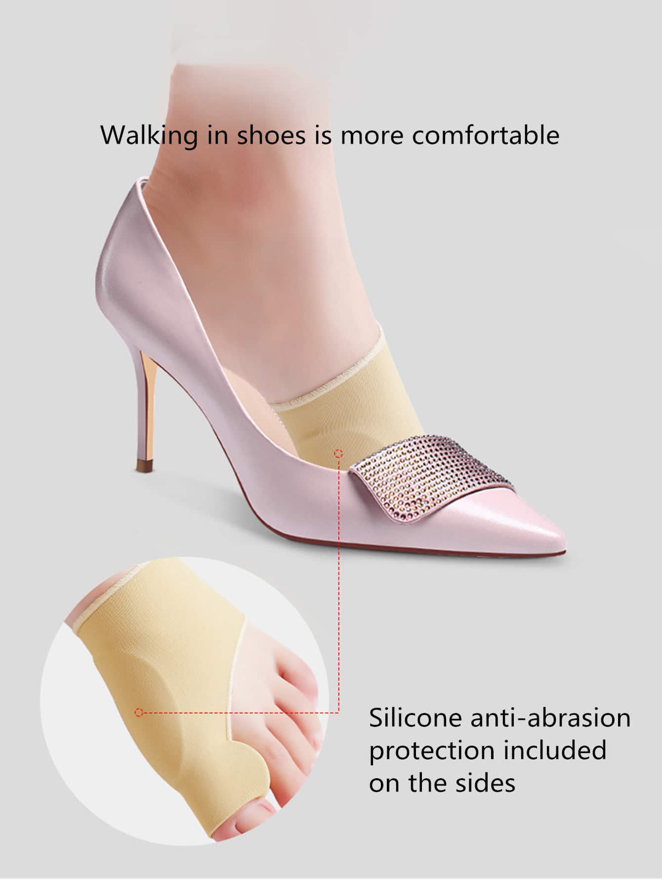 1pair Silicone Toe Separators With Big Toe Protector, Unisex Comfortable Breathable Toe Socks