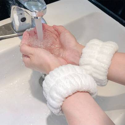 2pcs Face Wash Wristbands With Water Absorption & Moisture Resistance , Women's Waterproof Wrist Guards For Washing & Bathing , Handband Sleeves Black Friday