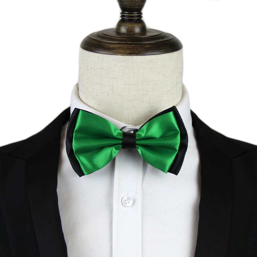 1 Pieza Corbata De Lazo Doble De Doble Color Para Hombre Para Usar En Negocios Y Ocasiones Formales - Verde - Ver 1