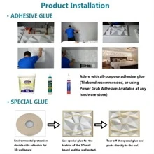 20/30 件 3D 钻石图案 PVC 墙板，3D 纹理钻石面墙面装饰板，适用于室内墙面装饰，11.8 X 11.8 英寸（约 30 X 30 厘米） - 白色 - 查看 12