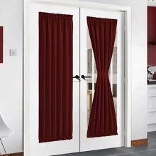 NICETOWN French Door Curtains for Living Room - with Adjustable Tie-Back Blackout Patio Door/Glass Door Window Curtain Panel for Privacy, Single Panel - 紅色的 - 查看 8