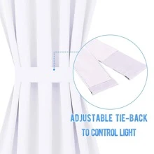 NICETOWN French Door Curtains for Living Room - with Adjustable Tie-Back Blackout Patio Door/Glass Door Window Curtain Panel for Privacy, Single Panel - Pure White - View 4