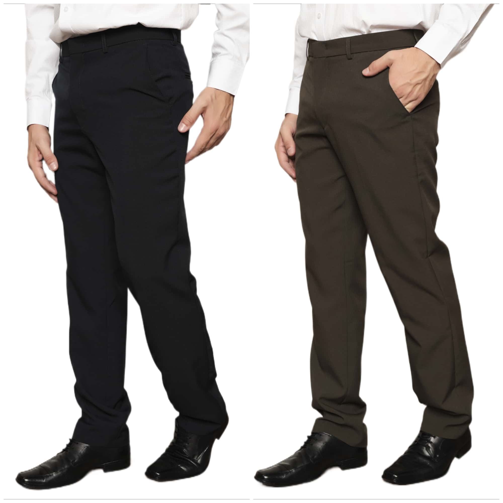 Men Suit Pants - 藍色和棕色 - 查看 1