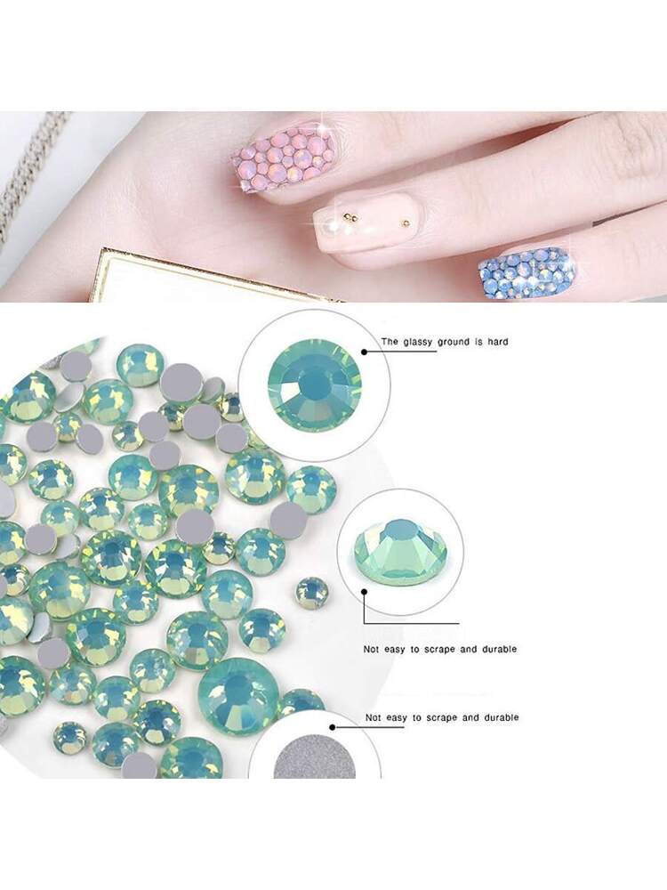 ART LALIC Green Mixed Opal Rhinestones, Flat-Backed Glass Crystal And Ornaments For Nail Art Decoration Diy Nail Charms Nail Gems Nail Supplies Nails