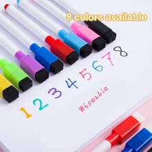 8pcs Magnetic Whiteboard & Blackboard Marker Pens With Eraser, Water Based Ink Writing Supplies For Office And Teaching