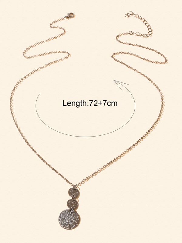 1pc Punk Vintage Gunblack Long Chain Disc Pendant Necklace for Women