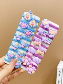 20pcs Girls' Cute Cartoon Hair Ties - Multicolor - View 2