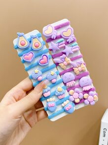 20pcs Girls' Cute Cartoon Hair Ties - Multicolor - View 4