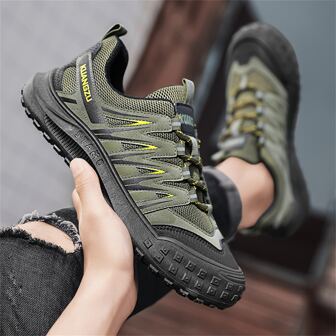 Men's Round-Toe Solid Color Outdoor Hiking Shoes Sporty & Casual Wear-Resistant Work Shoes For Autumn