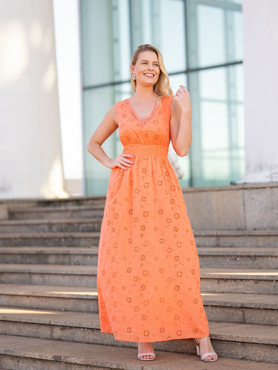 Women Dresses - 橘色 - 查看 1