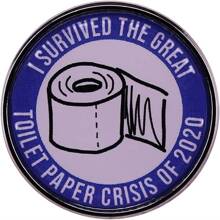 偉大廁所紙的2020胸針,卡通廁所紙設計琺瑯西裝領別針,襯衫包裝飾樂趣胸章,首飾類禮品適用於粉絲,朋友們,和家庭 - 藍白色 - 查看 1