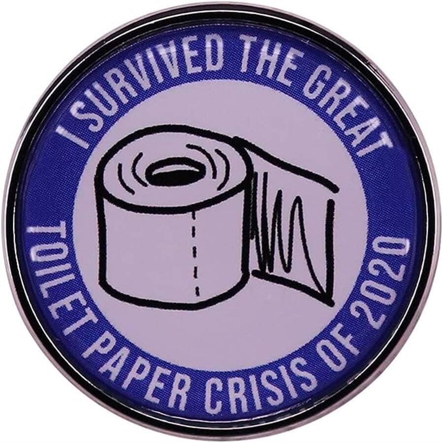 偉大廁所紙的2020胸針,卡通廁所紙設計琺瑯西裝領別針,襯衫包裝飾樂趣胸章,首飾類禮品適用於粉絲,朋友們,和家庭 - 藍白色 - 查看 1