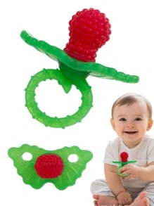 1入組矽膠嬰兒咬咬玩具- Berrybumps紓解寶寶齦痛-嬰兒咬咬玩具-雙手無拘束設計-易握設計-牙齒緩解奶嘴-水果形状/紅色（部分零件可能是隨機的） - 紅色 - 查看 1