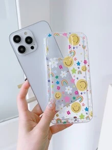 1 件裝花卉和微笑圖案透明防摔手機殼卡哇伊 - 彩色 - 查看 4